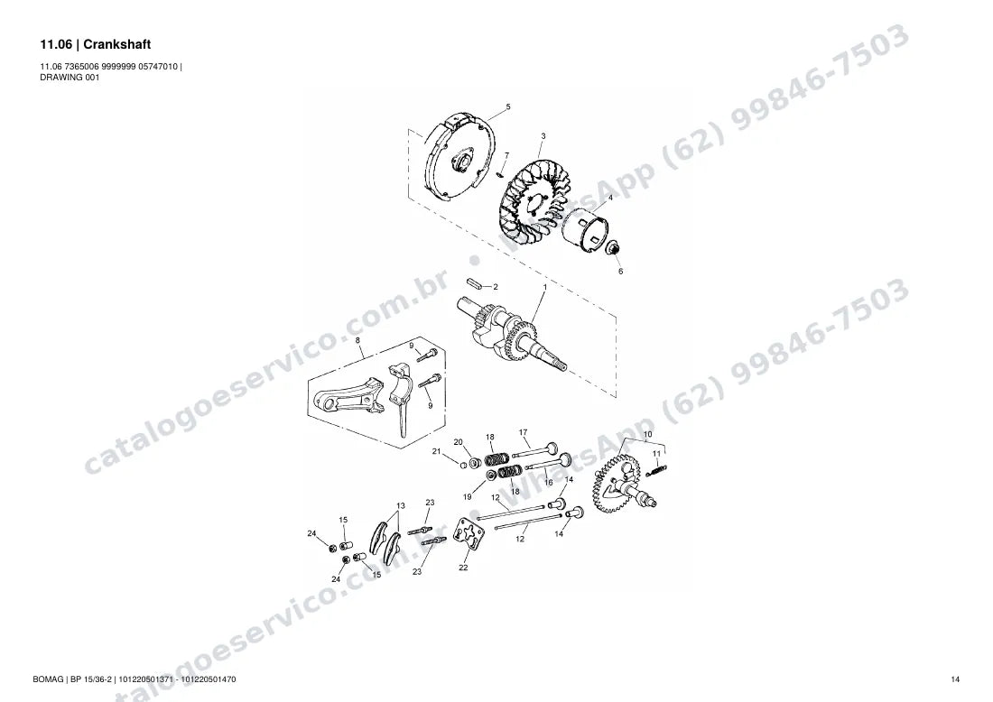 Catálogo de peças Bomag BP 15/36-2: vista explodida do conjunto 11.06 Crankshaft