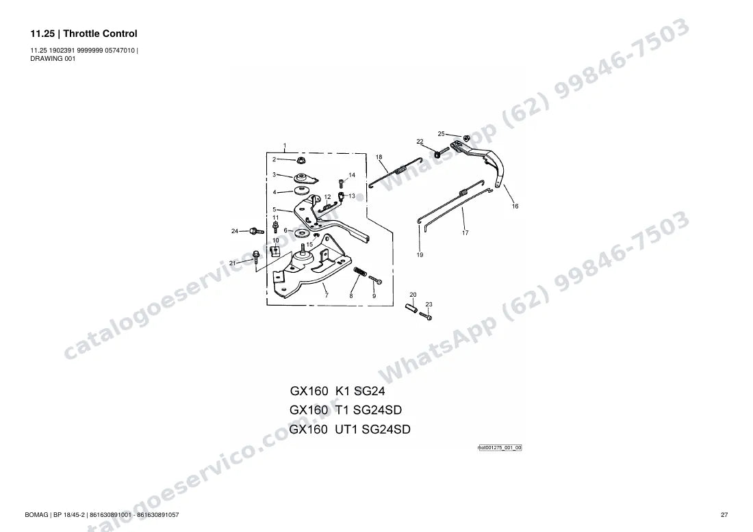 Catálogo de peças Bomag BP 18/45-2: vista explodida do conjunto 11.25 Throttle Control