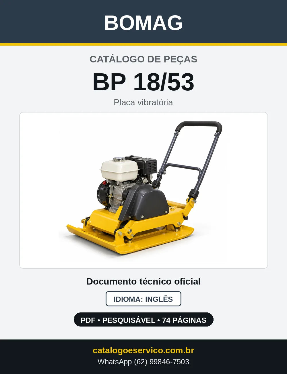 Capa do Catálogo de Peças Bomag BP 18/53 em PDF