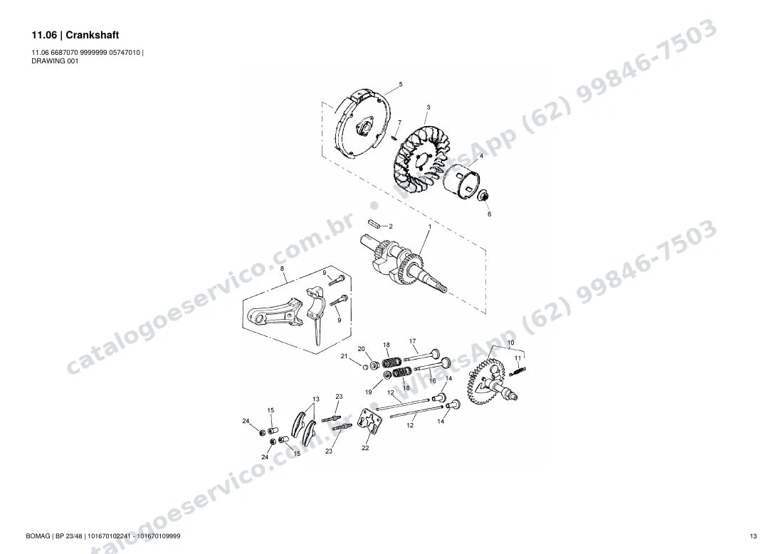 Catálogo de peças Bomag BP 23/48: vista explodida do conjunto 11.06 Crankshaft