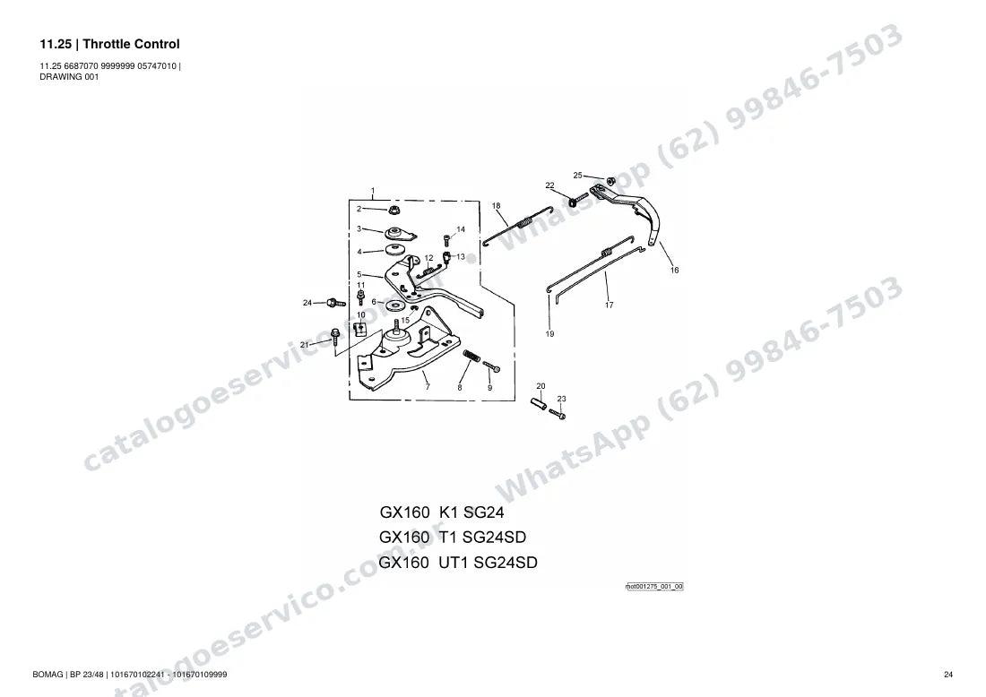 Catálogo de peças Bomag BP 23/48: vista explodida do conjunto 11.25 Throttle Control