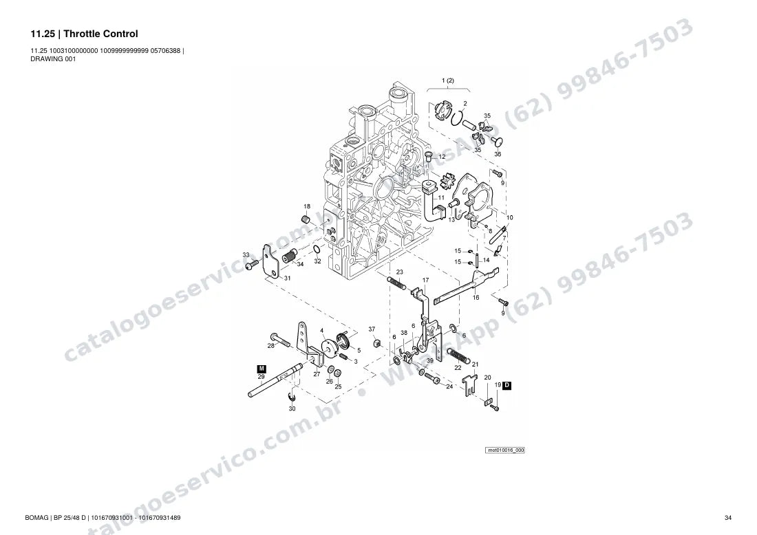 Catálogo de peças Bomag BP 25/48 D: vista explodida do conjunto 11.25 Throttle Control