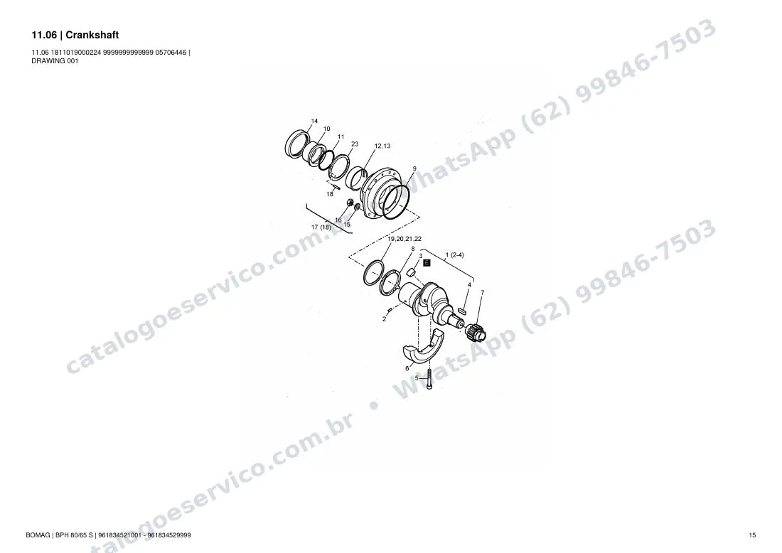 Catálogo de peças Bomag BPH 80/65 S: vista explodida do conjunto 11.06 Crankshaft