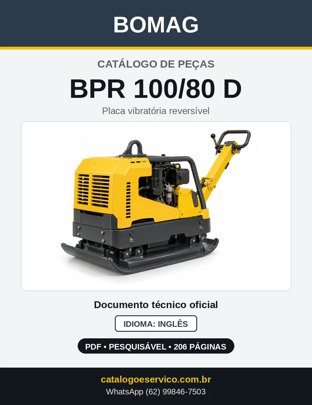 Capa do Catálogo de Peças Bomag BPR 100/80 D em PDF