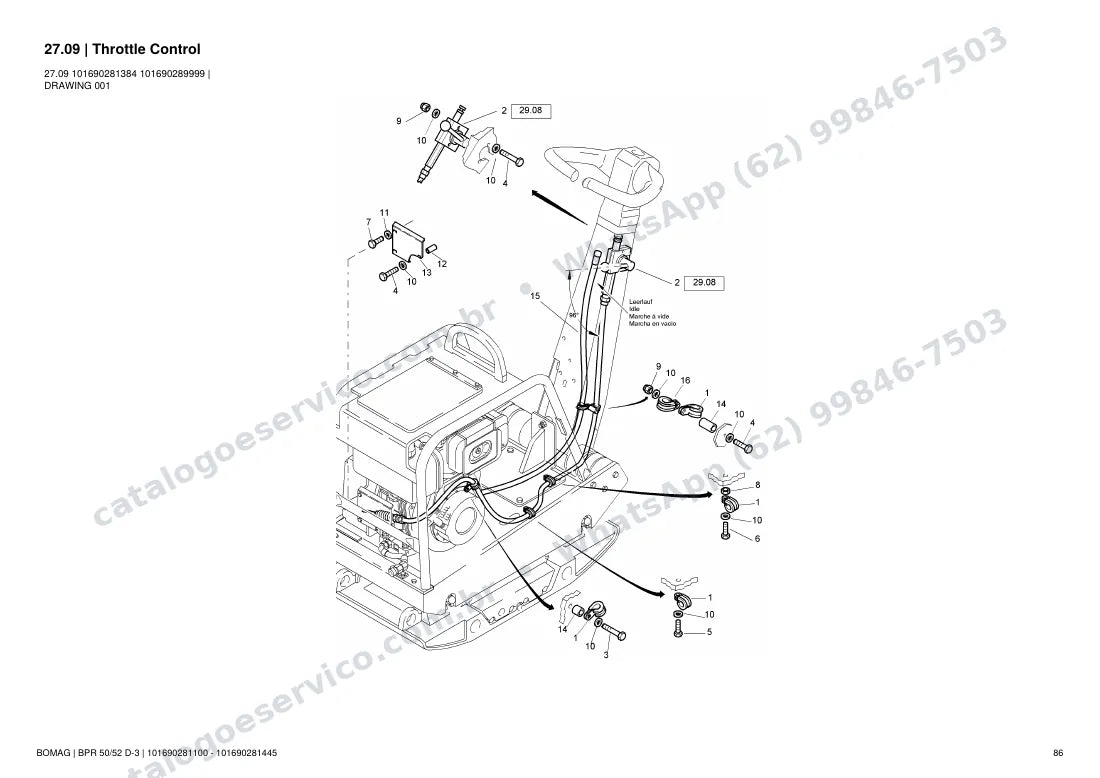 Catálogo de peças Bomag BPR 50/52 D-3: vista explodida do conjunto 27.09 Throttle Control