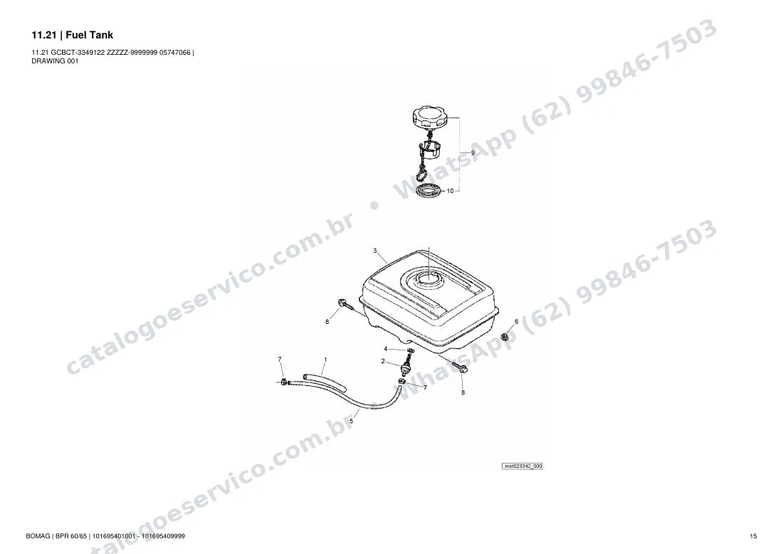 Catálogo de peças Bomag BPR 60/65: vista explodida do conjunto 11.21 Fuel Tank