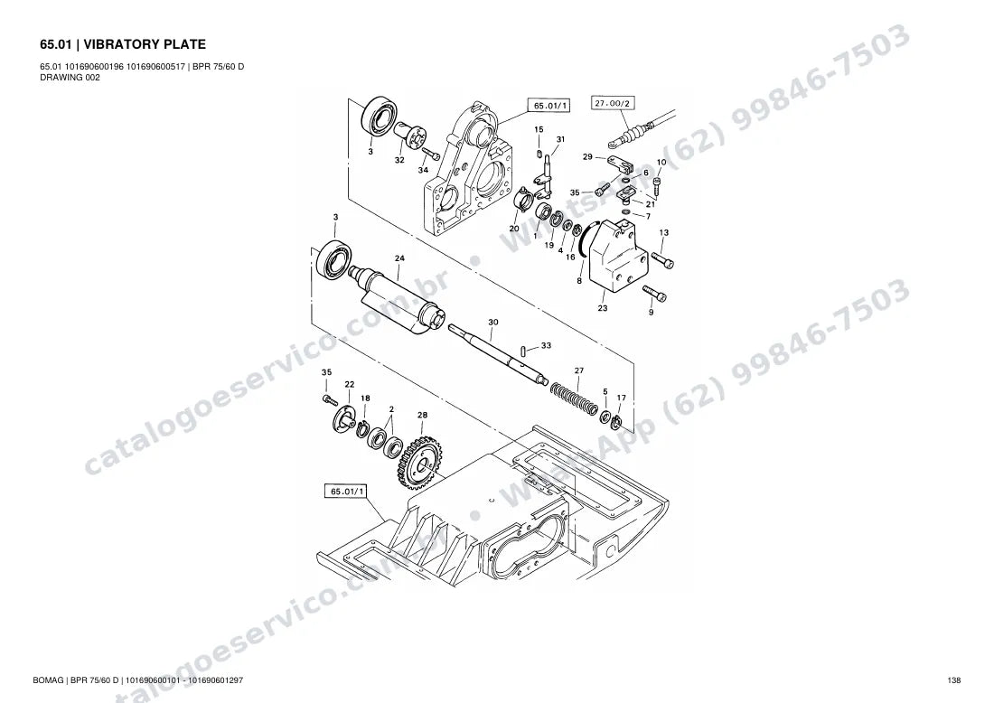 Catálogo de peças Bomag BPR 75/60 D: vista explodida do conjunto 65.01 VIBRATORY PLATE