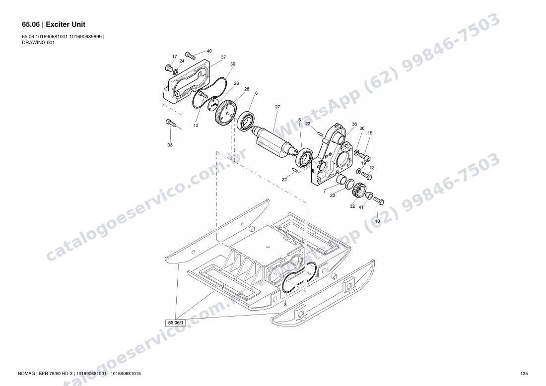 Catálogo de peças Bomag BPR 75/60 HD-3: vista explodida do conjunto 65.06 Exciter Unit
