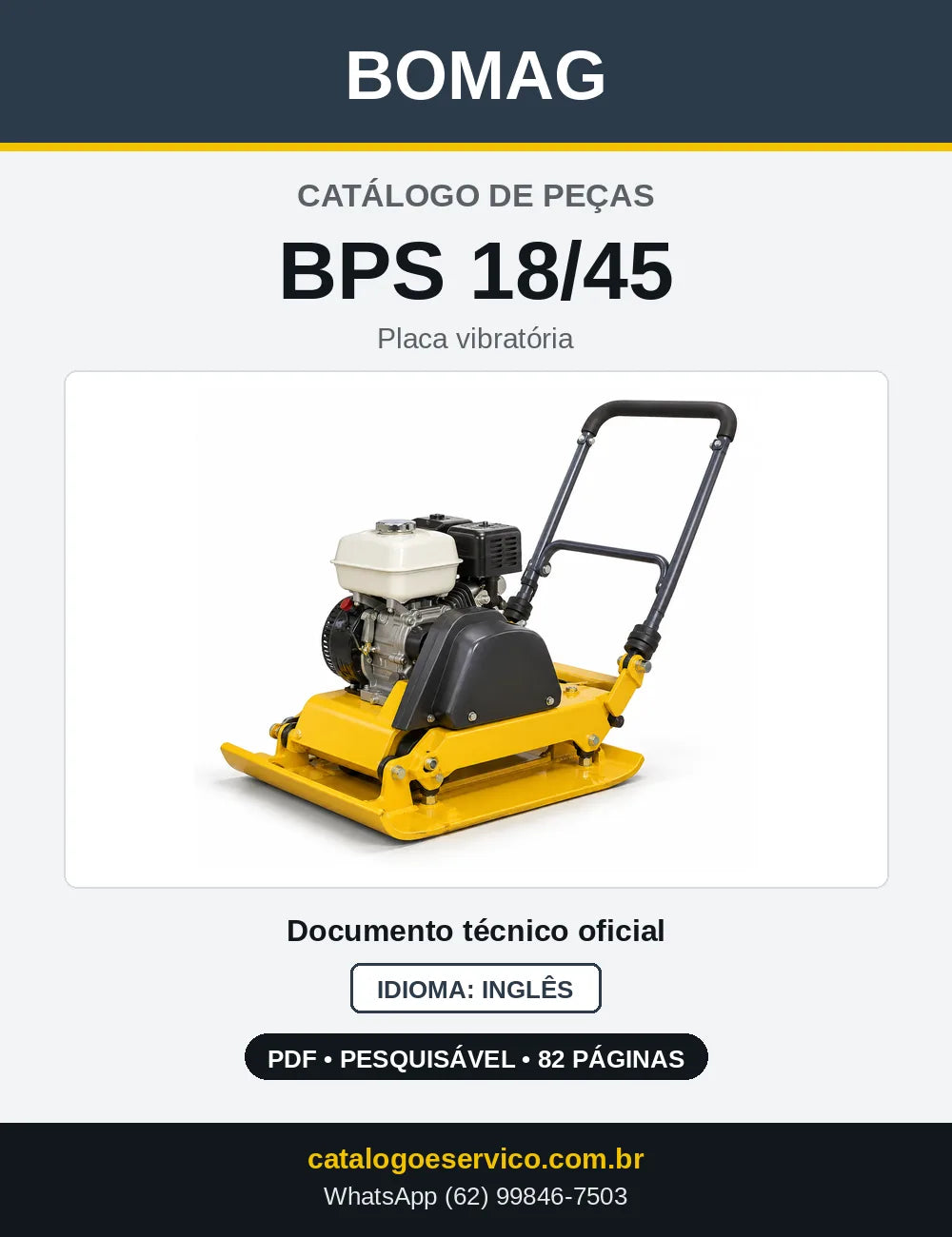 Capa do Catálogo de Peças Bomag BPS 18/45 em PDF