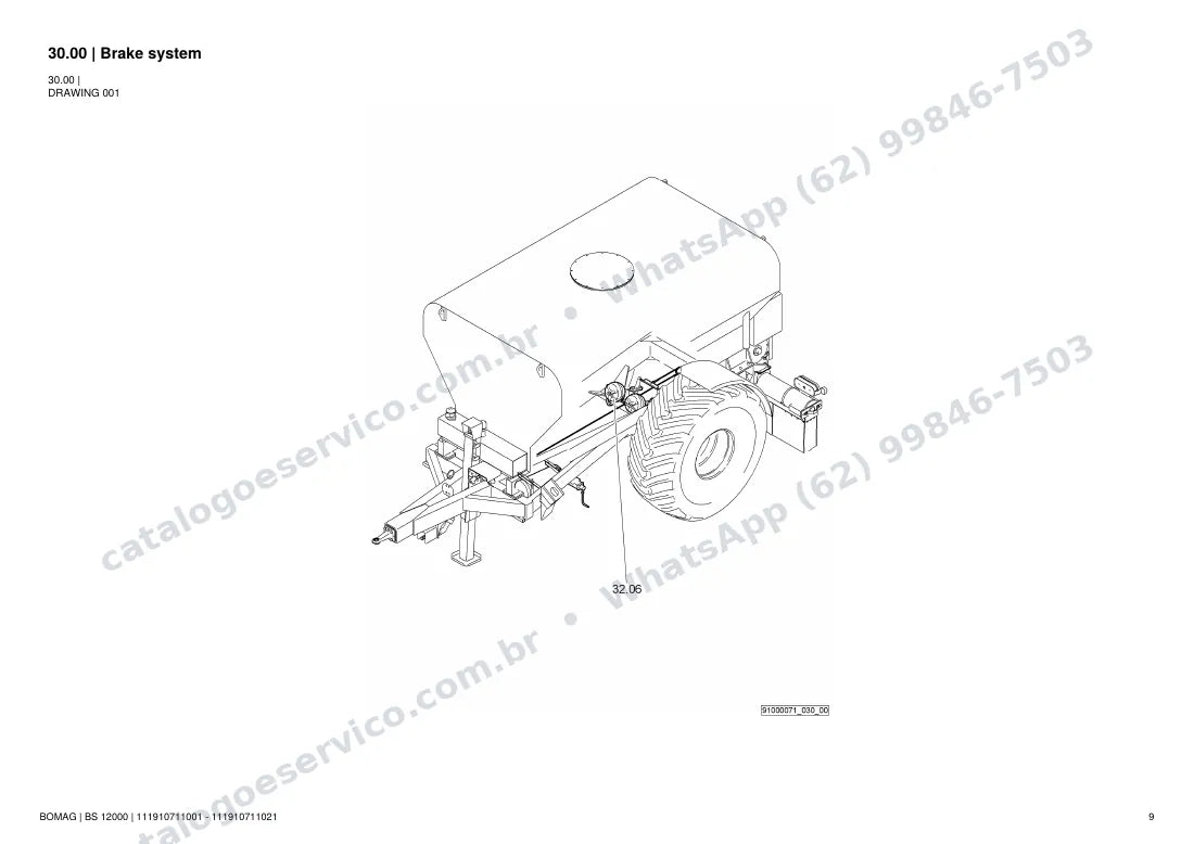 Catálogo de peças Bomag BS 12000: vista explodida do conjunto 30.00 Brake system