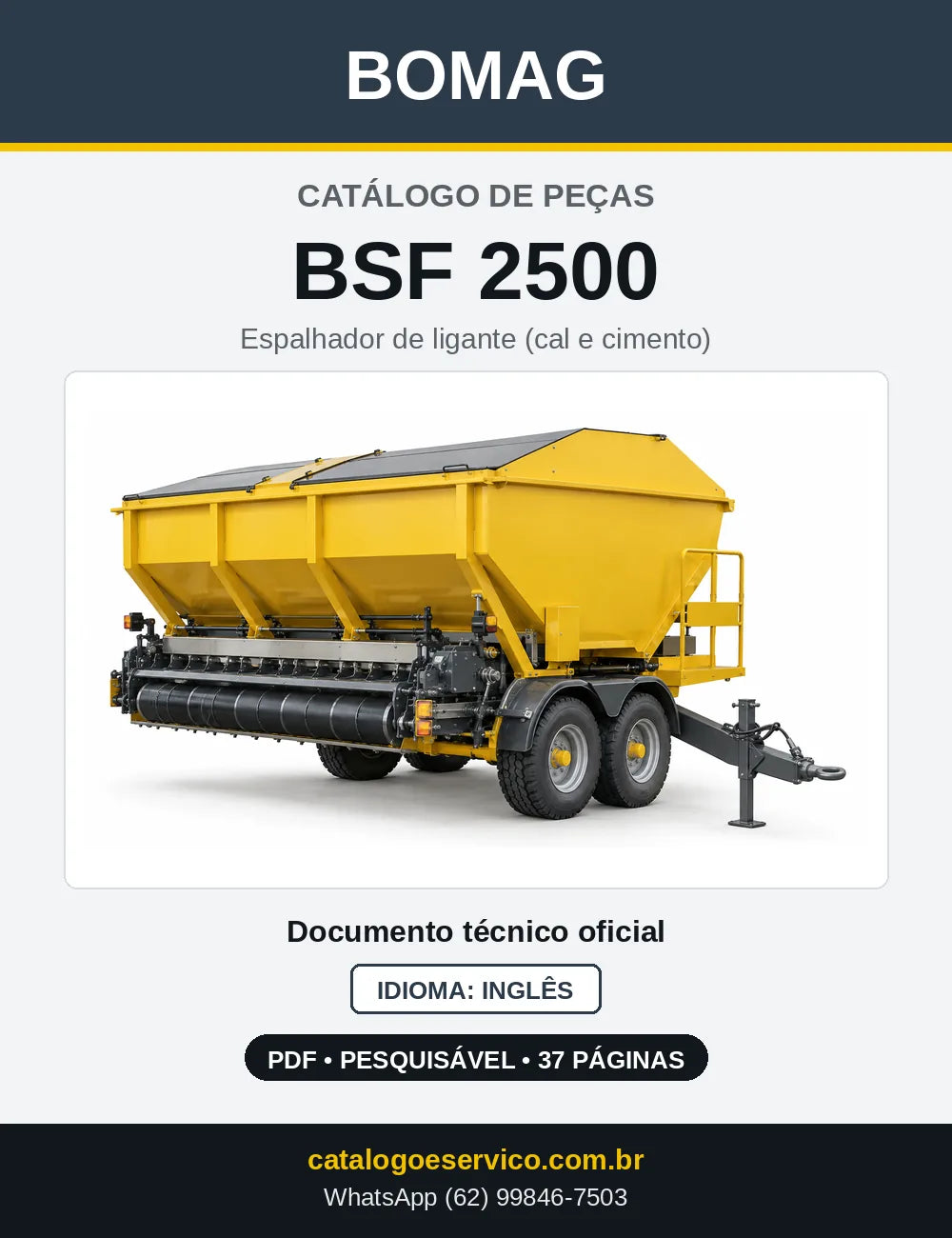 Capa do Catálogo de Peças Bomag BSF 2500 em PDF