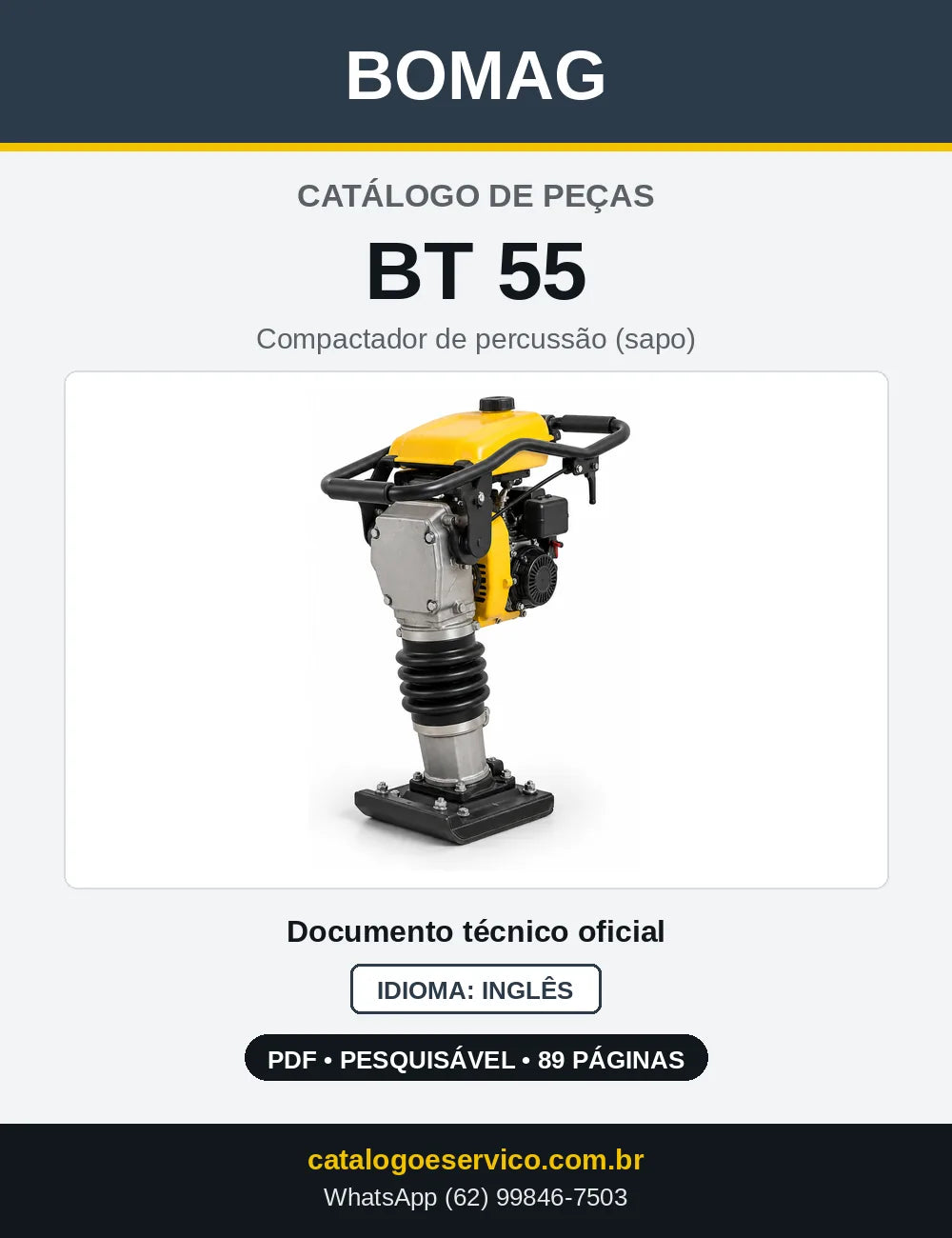 Capa do Catálogo de Peças Bomag BT 55 em PDF
