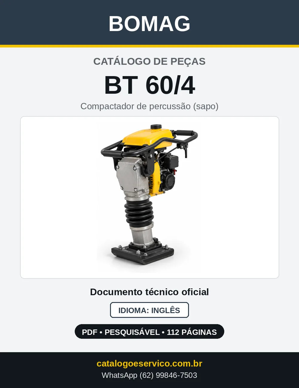 Capa do Catálogo de Peças Bomag BT 60/4 em PDF