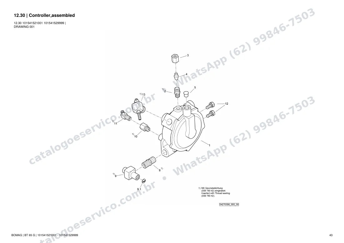 Catálogo de peças Bomag BT 65 G: vista explodida do conjunto 12.30 Controller,assembled