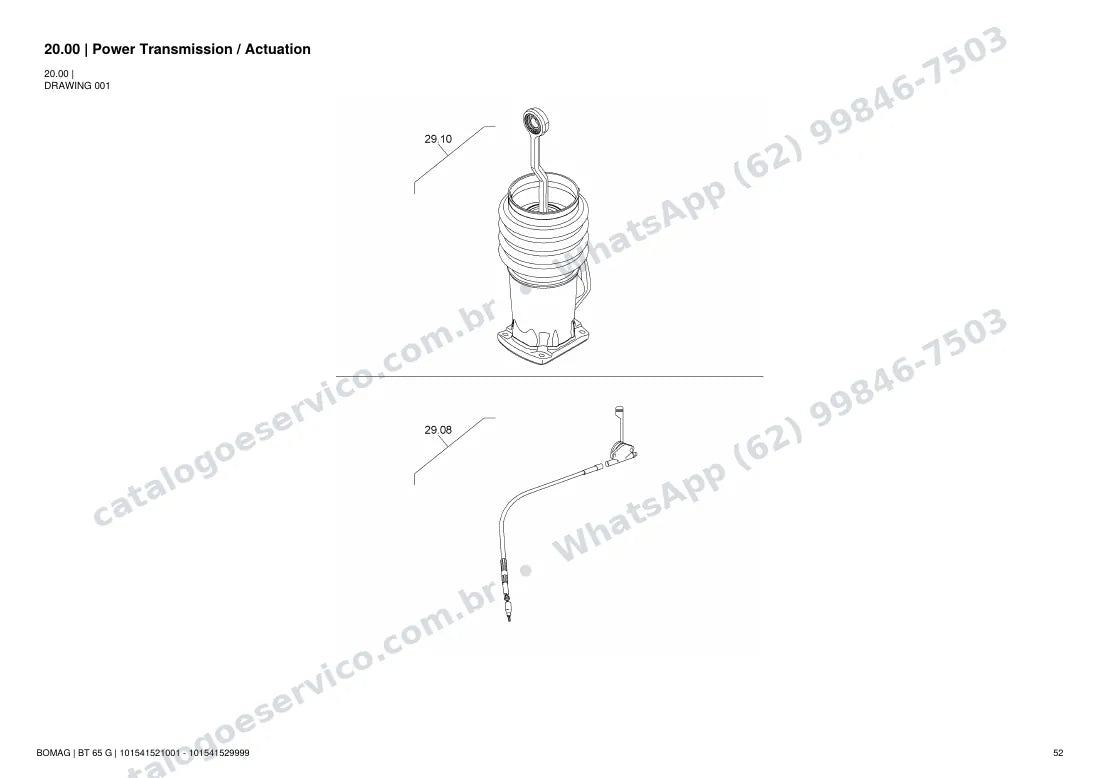 Catálogo de peças Bomag BT 65 G: vista explodida do conjunto 20.00 Power Transmission / Actuation