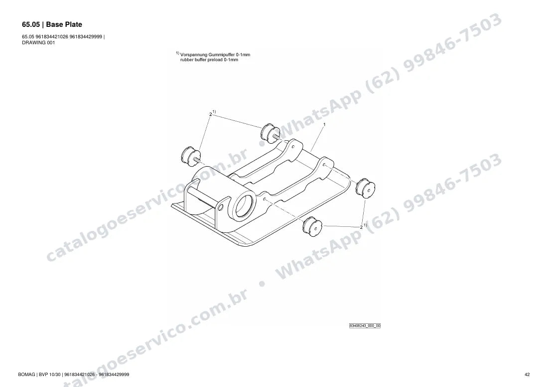 Catálogo de peças Bomag BVP 10/30: vista explodida do conjunto 65.05 Base Plate