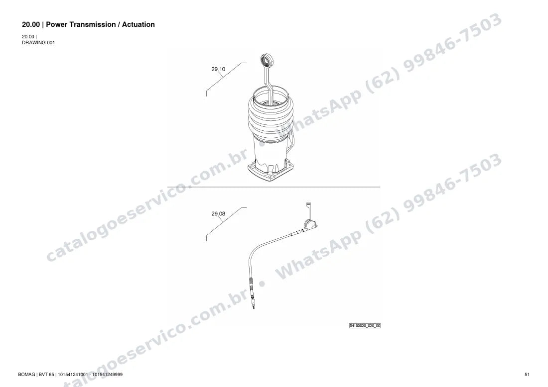 Catálogo de peças Bomag BVT 65: vista explodida do conjunto 20.00 Power Transmission / Actuation