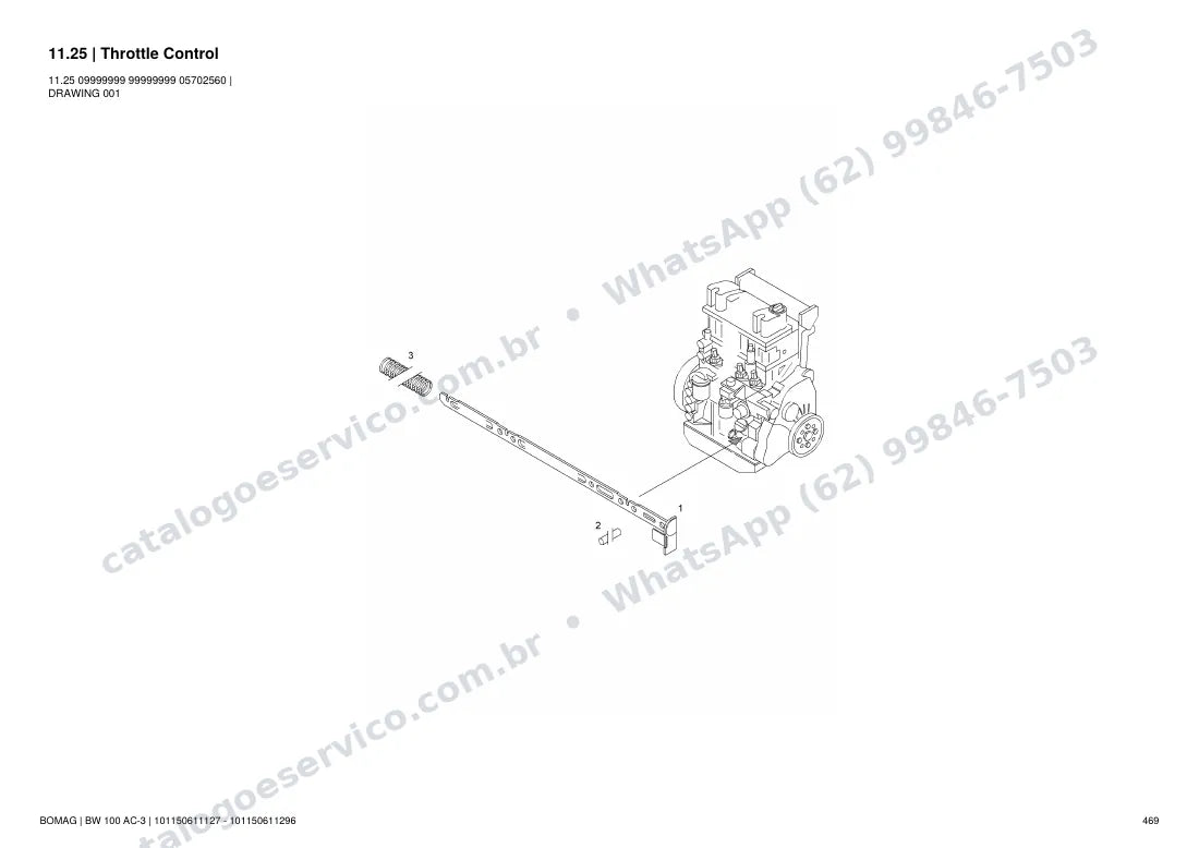 Catálogo de peças Bomag BW 100 AC-3: vista explodida do conjunto 11.25 Throttle Control