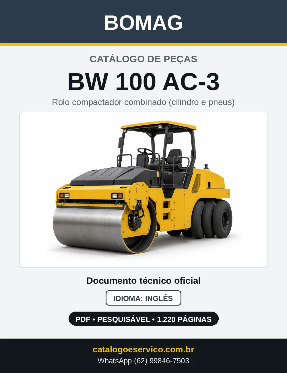 Capa do Catálogo de Peças Bomag BW 100 AC-3 em PDF