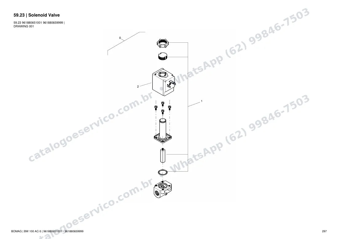 Catálogo de peças Bomag BW 100 AC-5: vista explodida do conjunto 59.23 Solenoid Valve