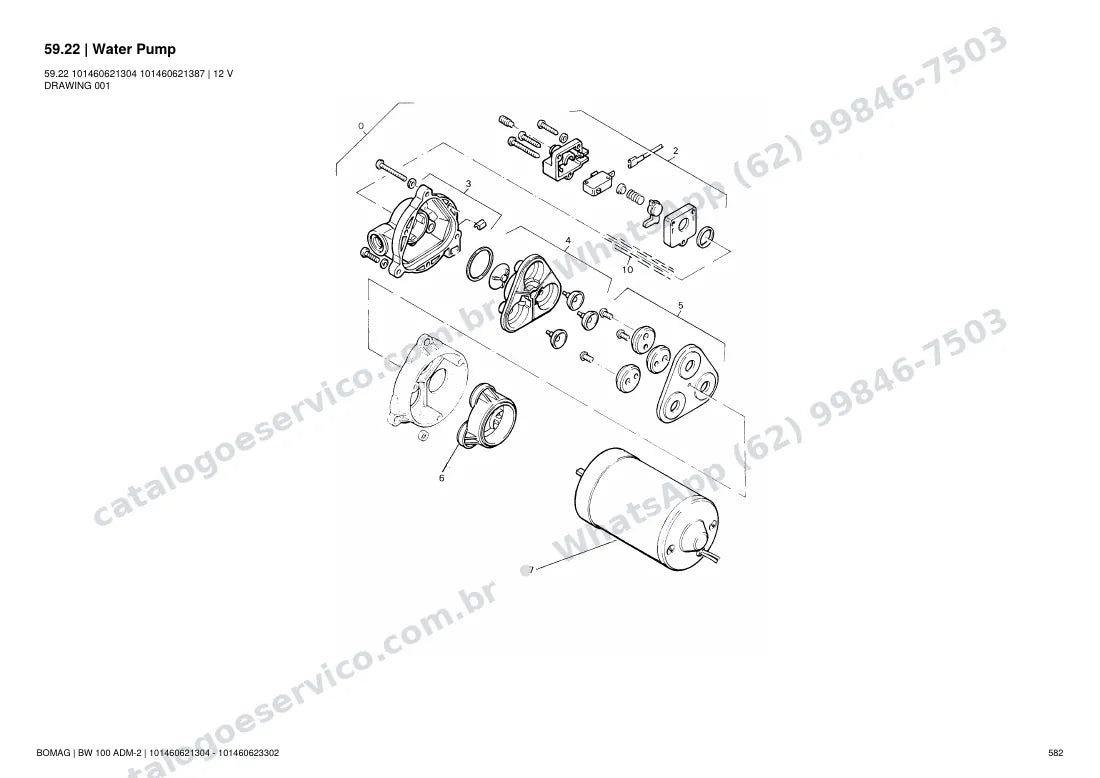 Catálogo de peças Bomag BW 100 ADM-2: vista explodida do conjunto 59.22 Water Pump