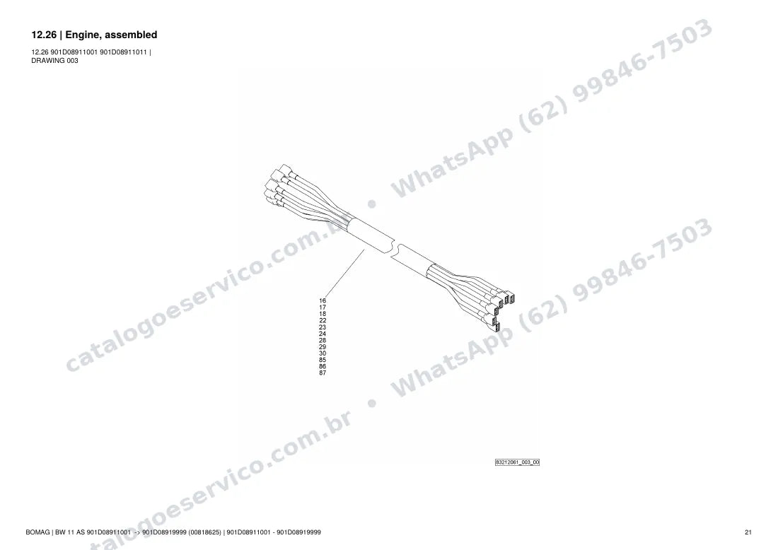 Catálogo de peças Bomag BW 11 AS: vista explodida do conjunto 12.26 Engine, assembled