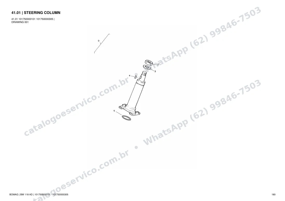 Catálogo de peças Bomag BW 118 AD: vista explodida do conjunto 41.01 STEERING COLUMN