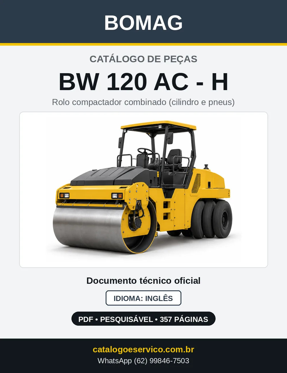 Capa do Catálogo de Peças Bomag BW 120 AC - H em PDF