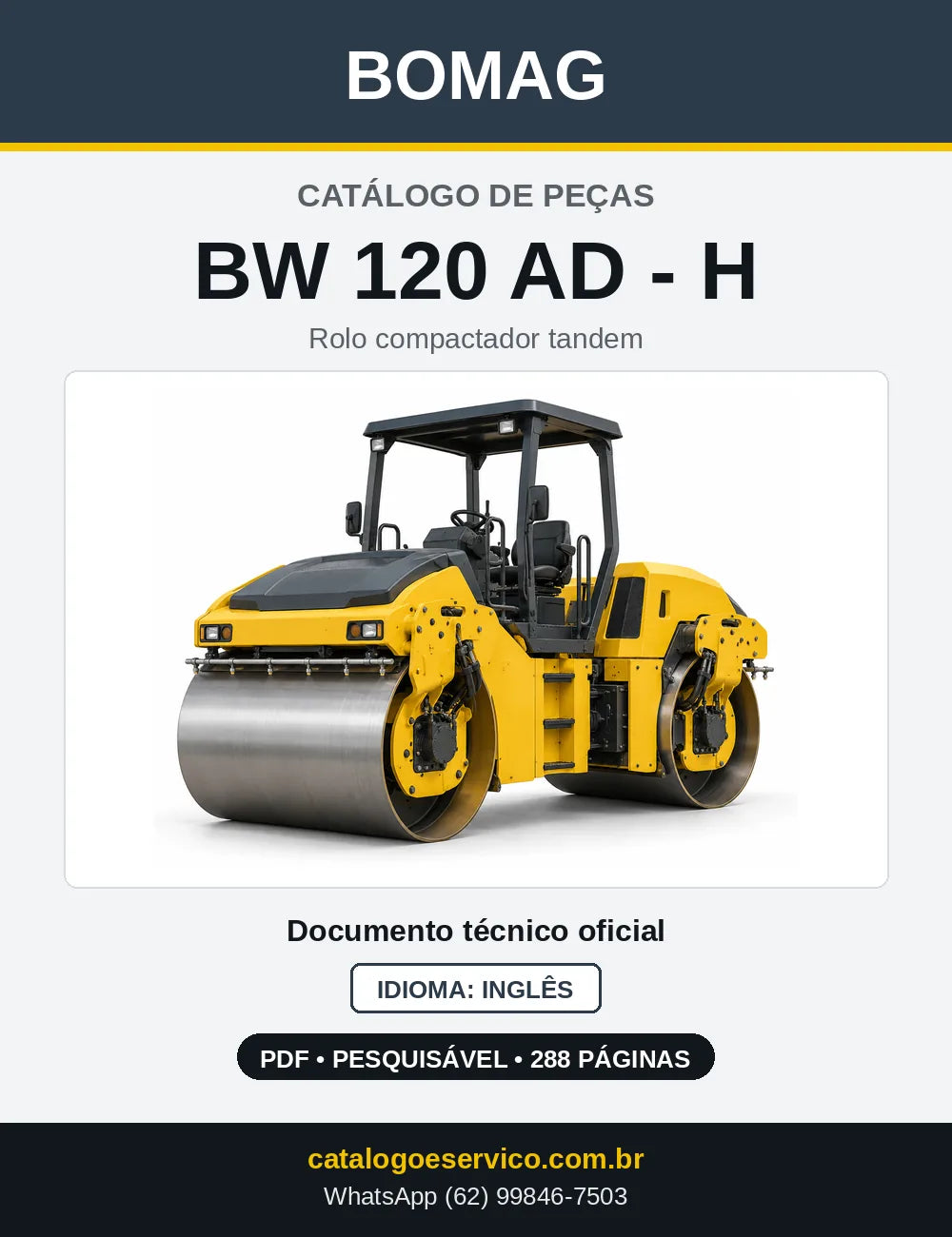 Capa do Catálogo de Peças Bomag BW 120 AD - H em PDF