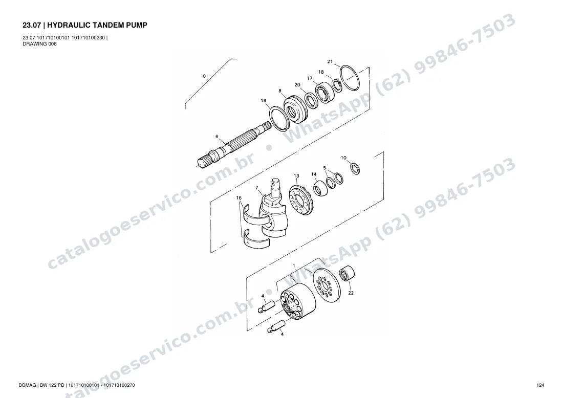 Catálogo de peças Bomag BW 122 PD: vista explodida do conjunto 23.07 HYDRAULIC TANDEM PUMP