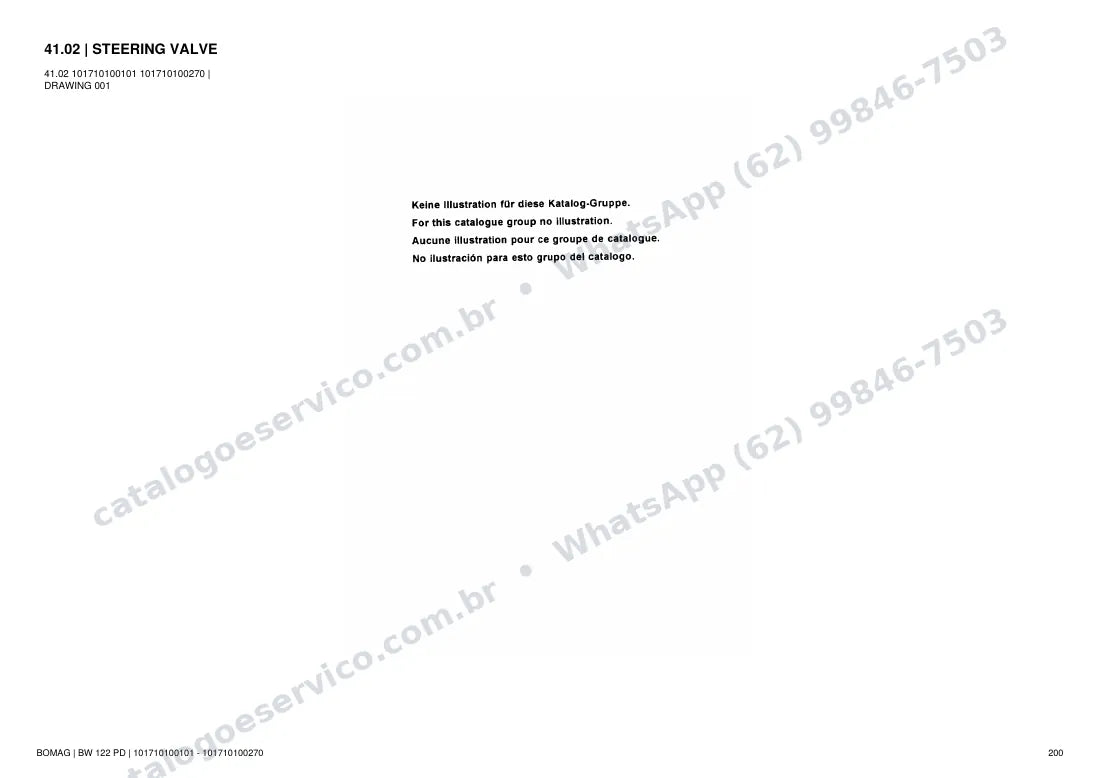 Catálogo de peças Bomag BW 122 PD: vista explodida do conjunto 41.02 STEERING VALVE