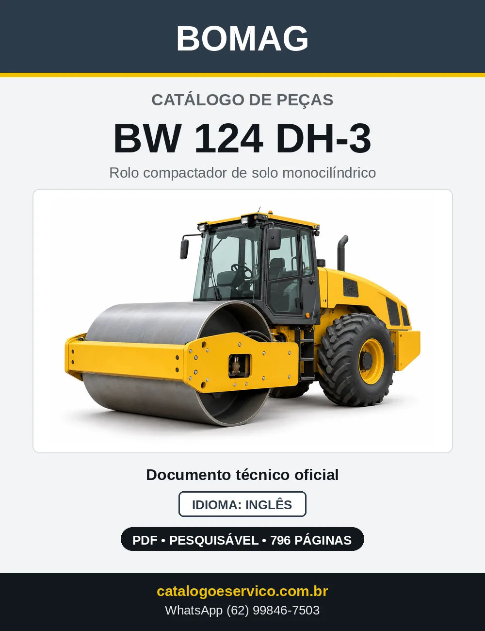 Capa do Catálogo de Peças Bomag BW 124 DH-3 em PDF