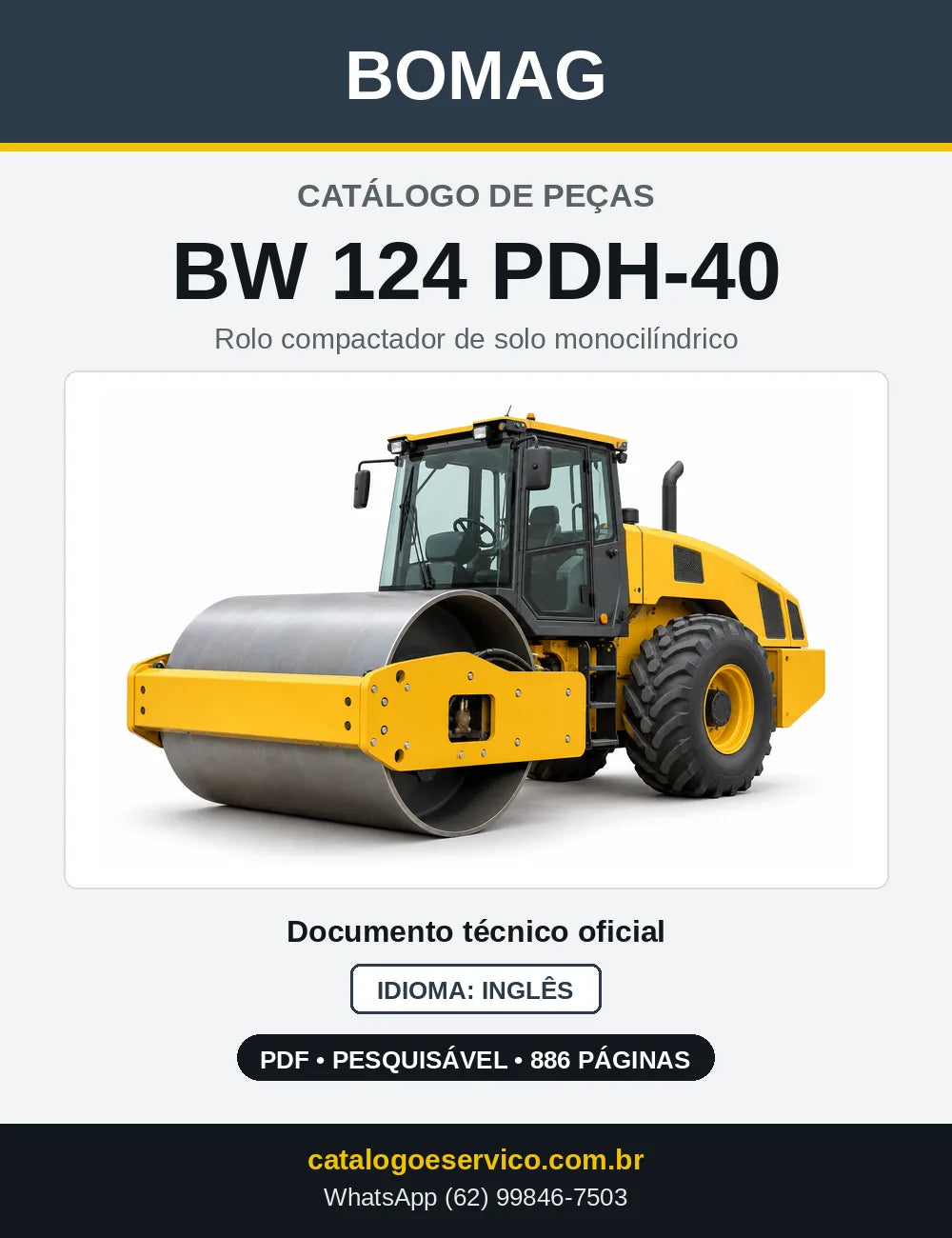 Capa do Catálogo de Peças Bomag BW 124 PDH-40 em PDF