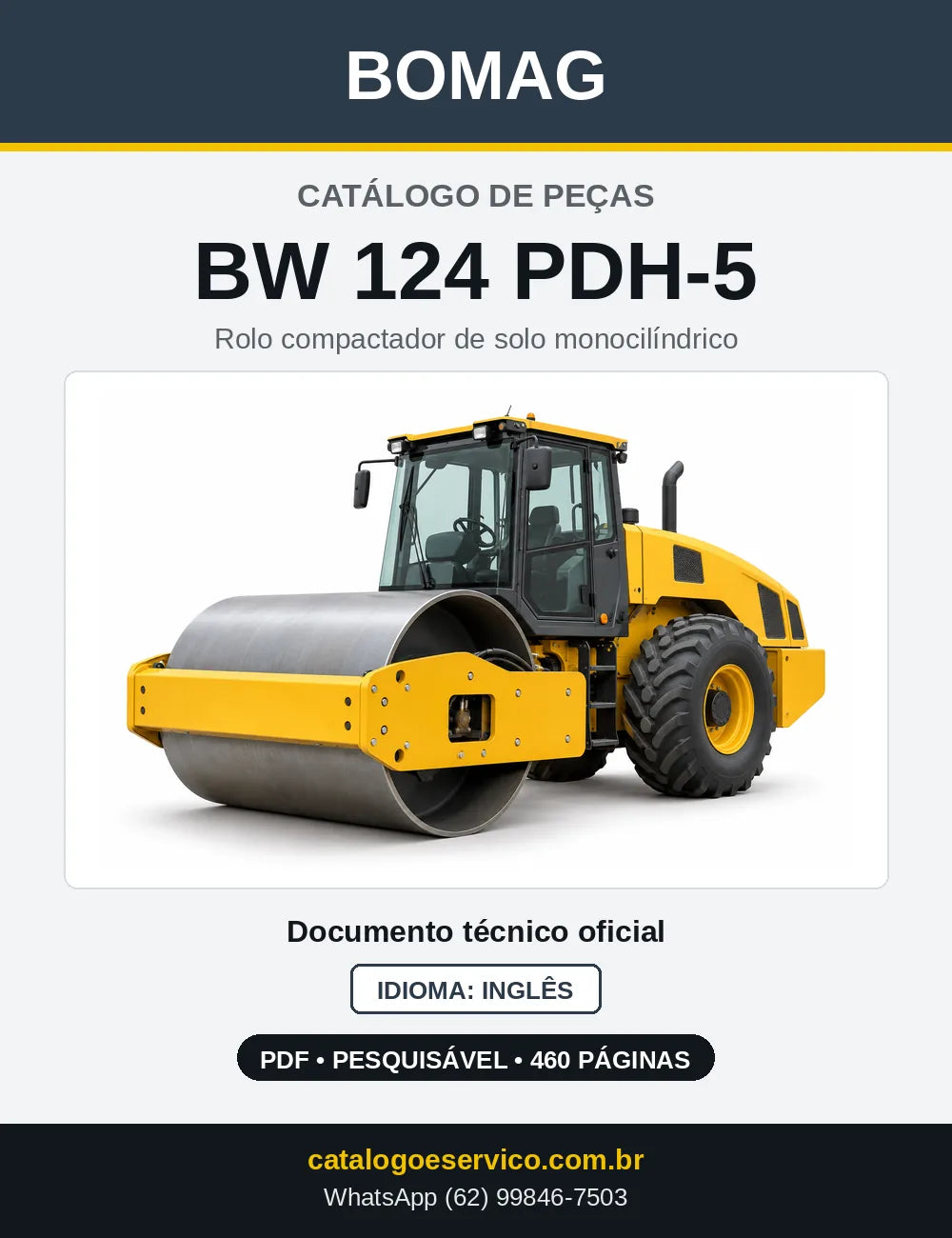 Capa do Catálogo de Peças Bomag BW 124 PDH-5 em PDF