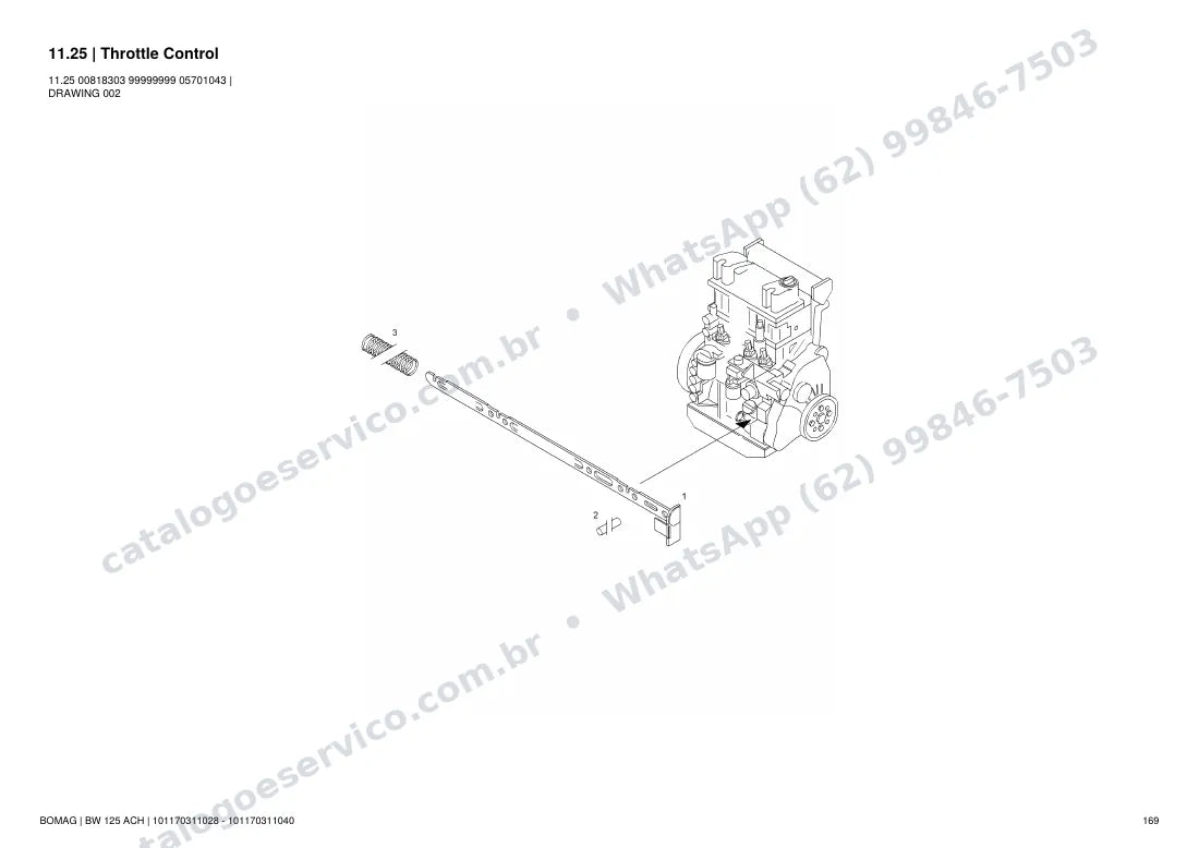 Catálogo de peças Bomag BW 125 ACH: vista explodida do conjunto 11.25 Throttle Control