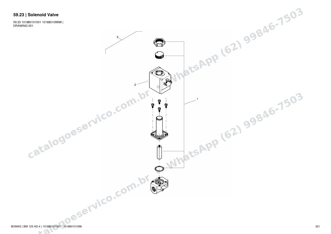 Catálogo de peças Bomag BW 125 AD-4: vista explodida do conjunto 59.23 Solenoid Valve