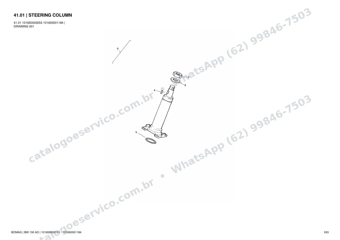 Catálogo de peças Bomag BW 130 AD: vista explodida do conjunto 41.01 STEERING COLUMN