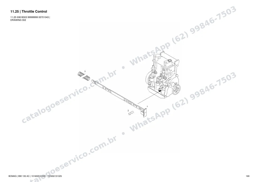 Catálogo de peças Bomag BW 135 AC: vista explodida do conjunto 11.25 Throttle Control
