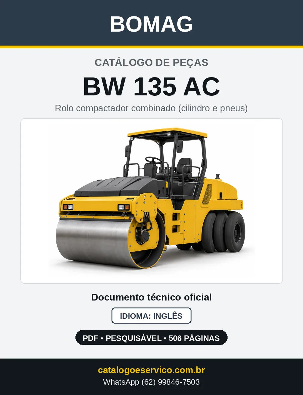 Capa do Catálogo de Peças Bomag BW 135 AC em PDF