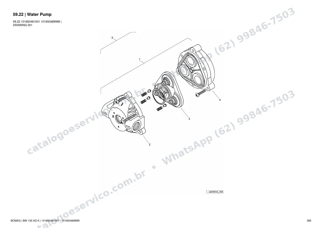 Catálogo de peças Bomag BW 135 AD-5: vista explodida do conjunto 59.22 Water Pump