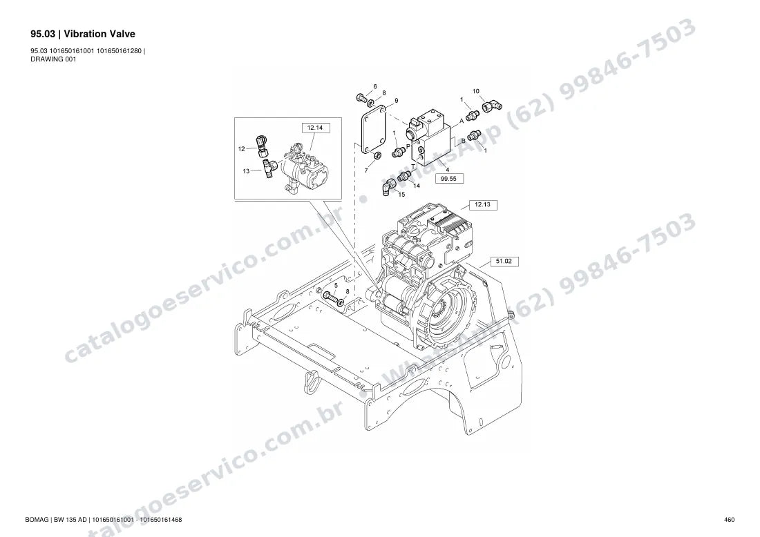 Catálogo de peças Bomag BW 135 AD: vista explodida do conjunto 95.03 Vibration Valve
