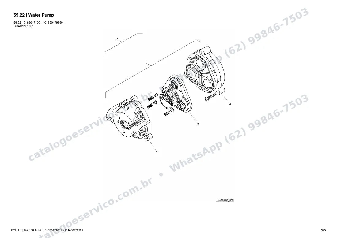 Catálogo de peças Bomag BW 138 AC-5: vista explodida do conjunto 59.22 Water Pump