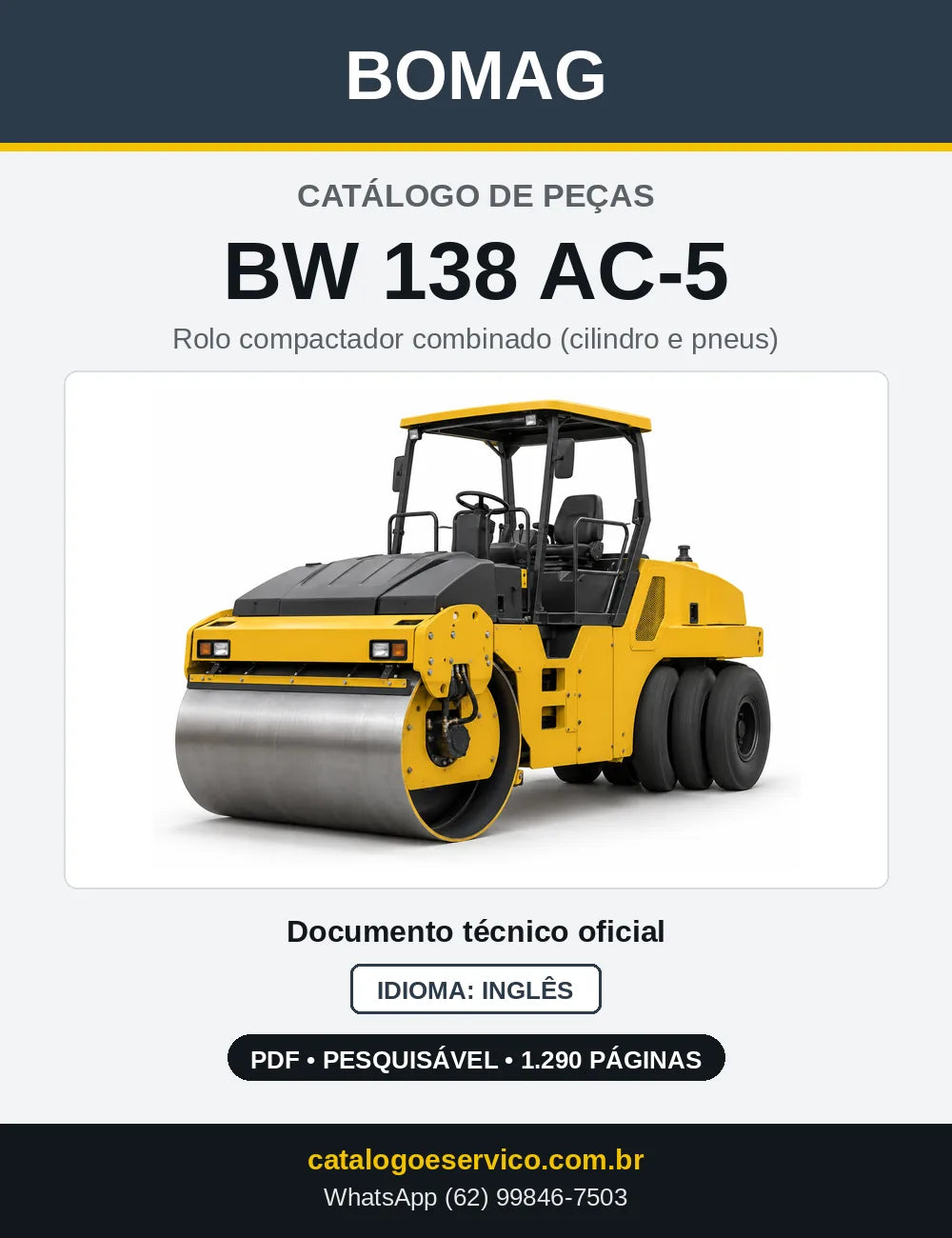 Capa do Catálogo de Peças Bomag BW 138 AC-5 em PDF