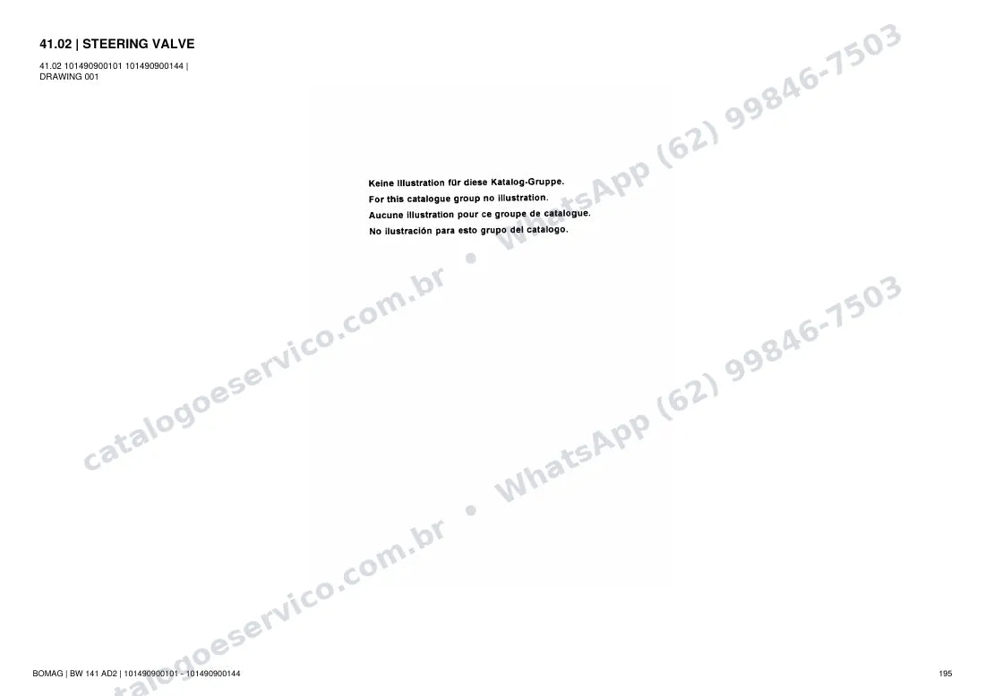 Catálogo de peças Bomag BW 141 AD-2: vista explodida do conjunto 41.02 STEERING VALVE