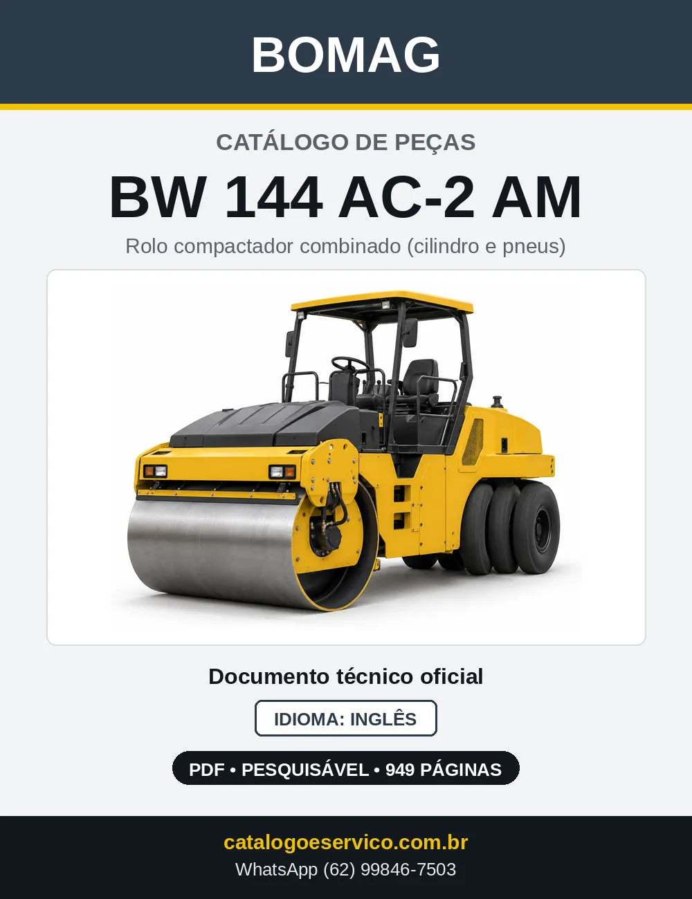 Capa do Catálogo de Peças Bomag BW 144 AC-2 AM em PDF