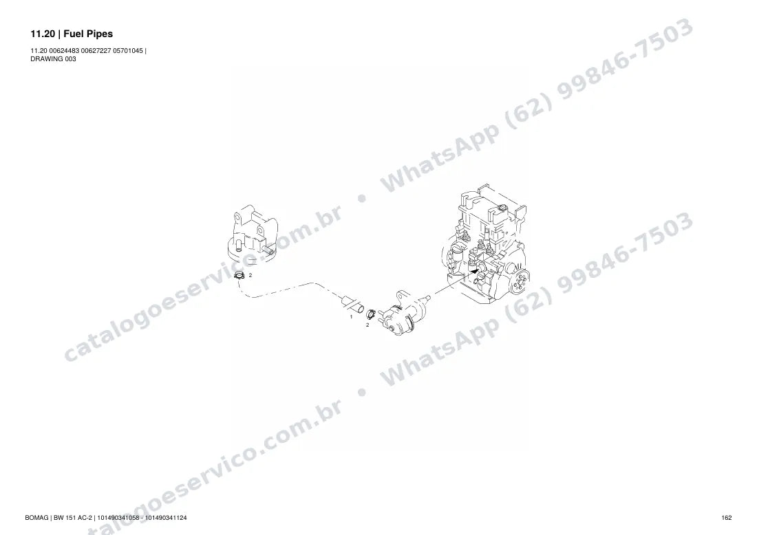 Catálogo de peças Bomag BW 151 AC-2: vista explodida do conjunto 11.20 Fuel Pipes