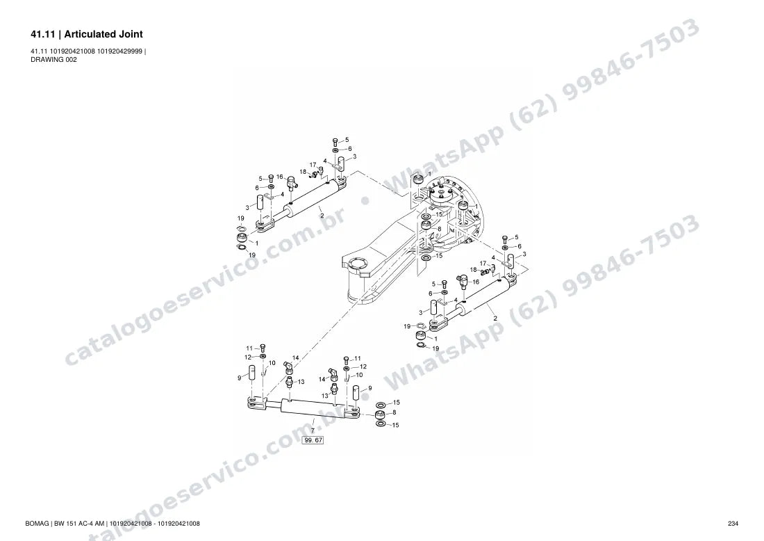 Catálogo de peças Bomag BW 151 AC-4 AM: vista explodida do conjunto 41.11 Articulated Joint