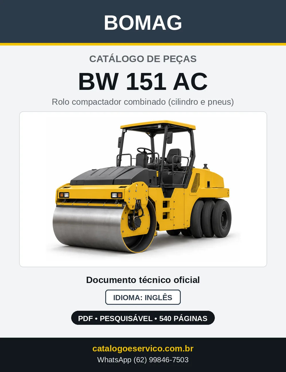 Capa do Catálogo de Peças Bomag BW 151 AC em PDF