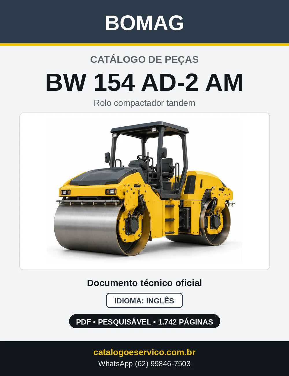 Capa do Catálogo de Peças Bomag BW 154 AD-2 AM em PDF