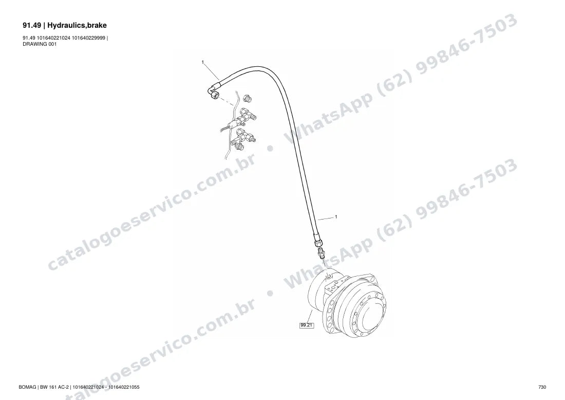 Catálogo de peças Bomag BW 161 AC-2: vista explodida do conjunto 91.49 Hydraulics,brake